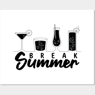 Summer Break Lineart Cocktails Posters and Art